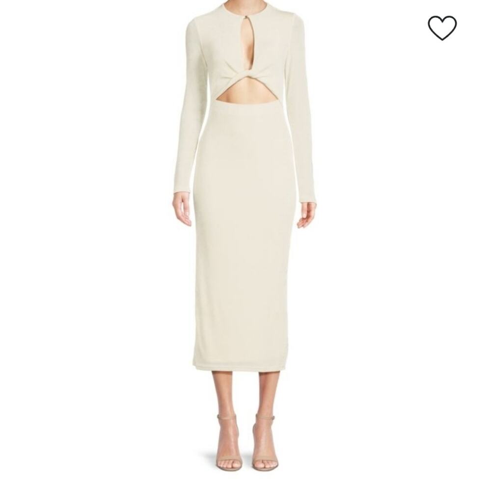 Significant Other Monza Cutout Jersey Midi Dress Cream Size 8